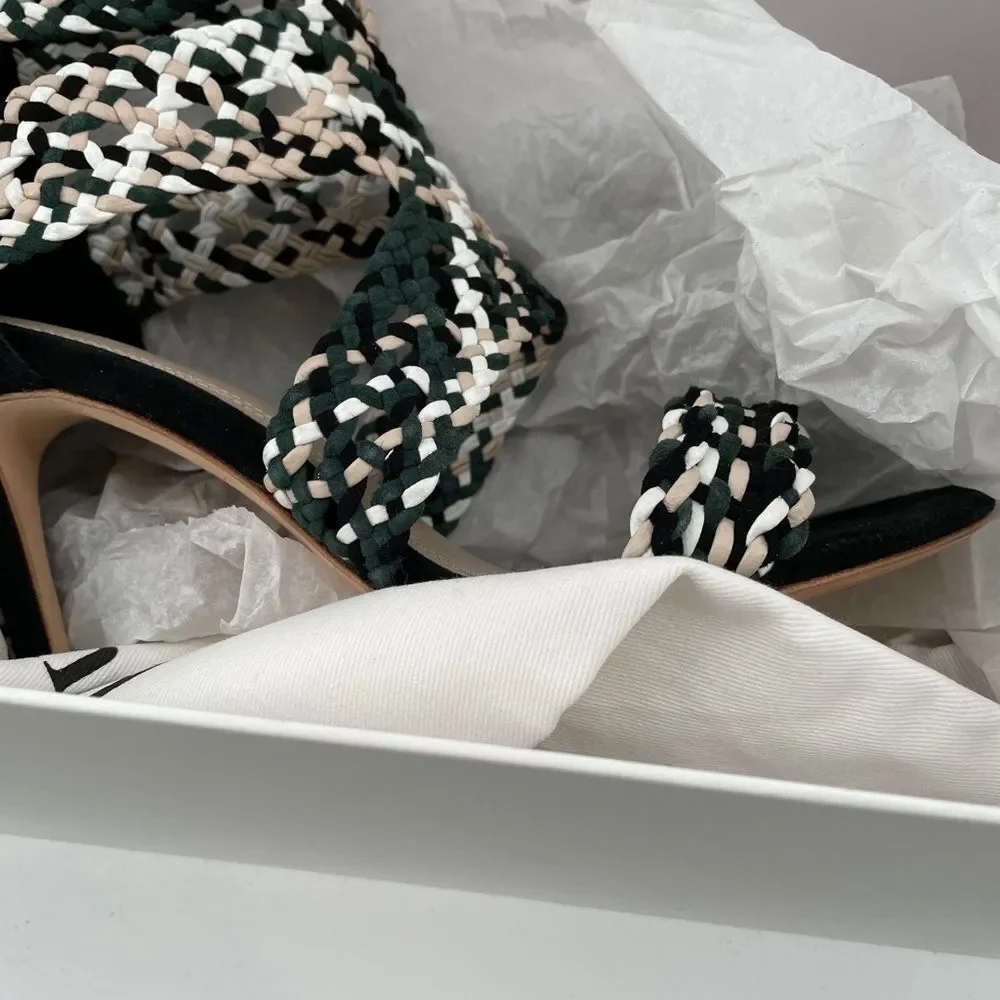 New Sandro Paris Agate Suede Sandals shoe heels 37 - Picture 8 of 11